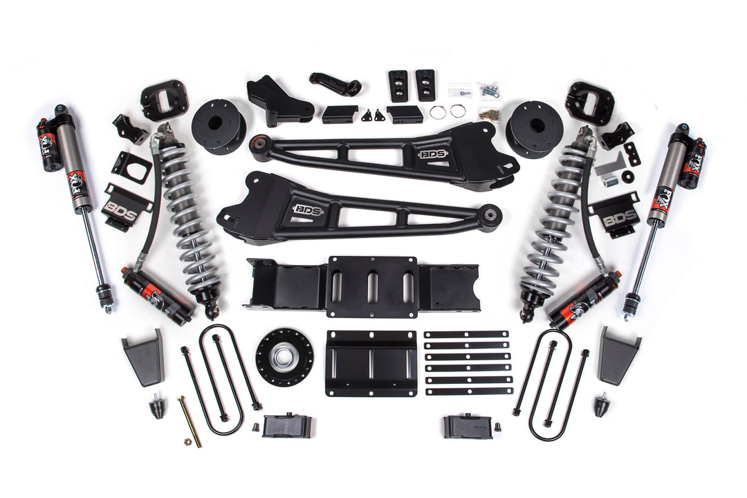 BDS Suspension 4 Inch Lift Kit w/ Radius Arm Extended Travel Ram 3500 2025-2027 4WD Diesel - Coil-Over/Rubber Bump Stop – FOX 2.5 Performance Elite – 3 Inch Block Kit with OE Air Assist