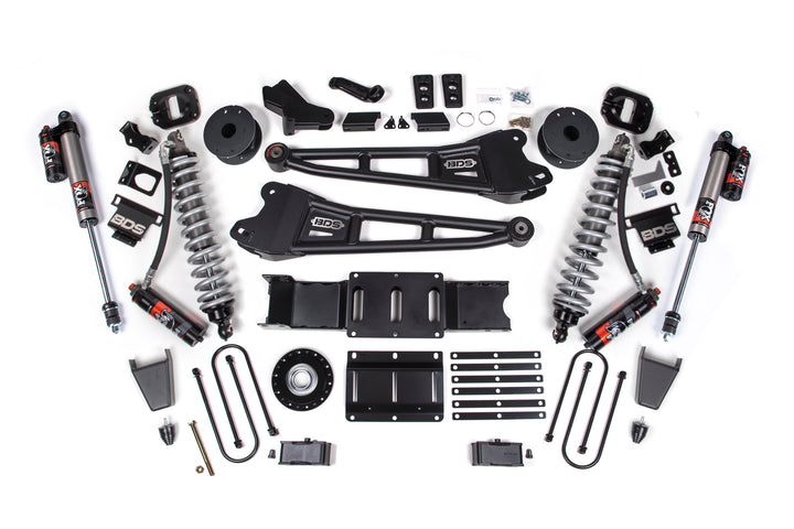 BDS Suspension 4 Inch Lift Kit w/ Radius Arm Extended Travel Ram 3500 2025-2027 4WD Diesel - Coil-Over/Rubber Bump Stop – FOX 2.5 Performance Elite – 3 Inch Block Kit with OE Air Assist