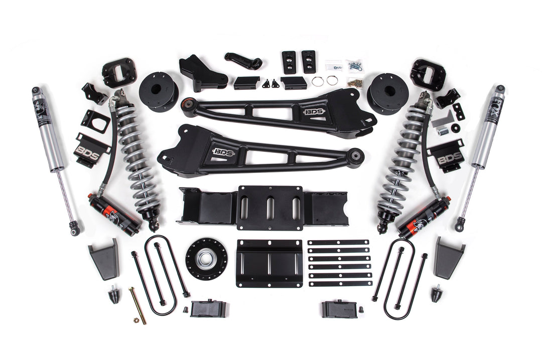 BDS Suspension 4 Inch Lift Kit w/ Radius Arm Extended Travel Ram 3500 2025-2027 4WD Diesel - Coil-Over/Rubber Bump Stop – FOX 2.5 Performance Series HTO – 3 Inch Block Kit with OE Air Assist