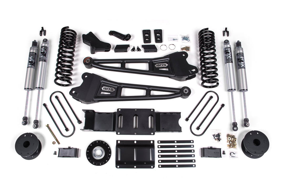 BDS Suspension 4 Inch Lift Kit w/ Radius Arm Extended Travel Ram 3500 2025-2027 4WD Diesel - Coil Spring/Bump Stop Extension – FOX 2.5 Performance Series HTO – 3 Inch Block Kit with OE Air Assist
