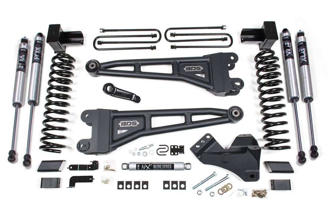 BDS Suspension 5 Inch Lift Kit w/ Radius Arm Ford F250/F350 Super Duty 2023-2026 4WD Diesel - 5 Inch Block Kit With Overload / FOX 2.0 Performance Series