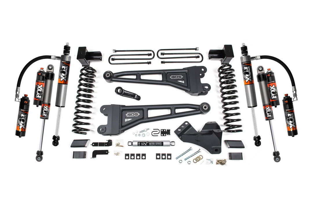 BDS Suspension 5 Inch Lift Kit w/ Radius Arm Ford F250/F350 Super Duty 2023-2026 4WD Gas - 5 Inch Block Kit With Overload / FOX 2.5 Performance Elite