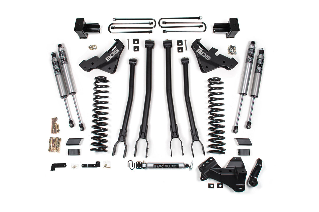 BDS Suspension 5 Inch Lift Kit w/ 4-Link Ford F350 Super Duty DRW 2023-2026 4WD Diesel - FOX 2.5 Performance Series HTO