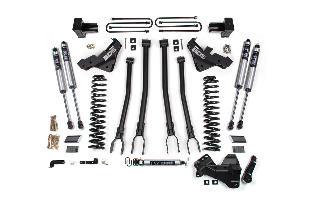 BDS Suspension 5 Inch Lift Kit w/ 4-Link Ford F350 Super Duty DRW 2023-2026 4WD Diesel - FOX 2.0 Performance Series