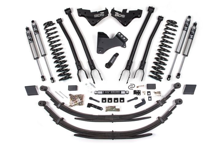 BDS Suspension 5 Inch Lift Kit w/ 4-Link Ford F250/F350 Super Duty 2023-2026 4WD Diesel - Leaf Springs – FOX 2.5 Performance Series HTO