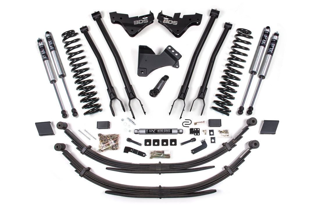 BDS Suspension 5 Inch Lift Kit w/ 4-Link Ford F250/F350 Super Duty 2023-2026 4WD Gas - Leaf Springs – FOX 2.0 Performance Series