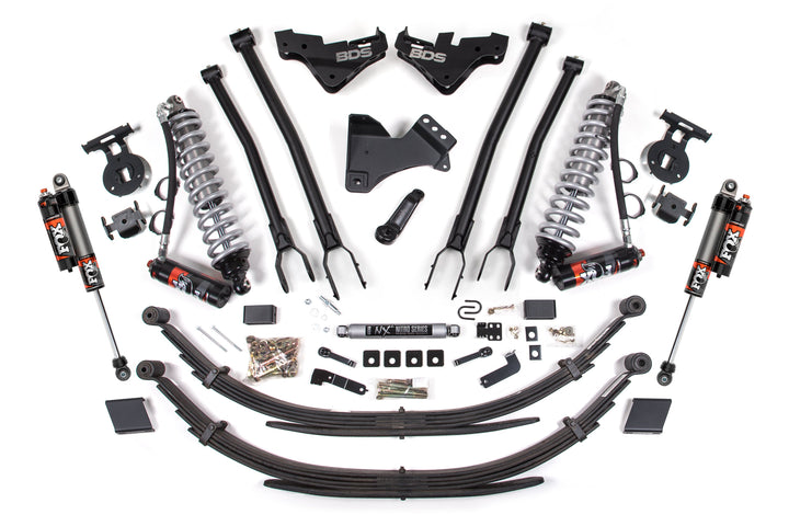 BDS Suspension 5 Inch Lift Kit w/ 4-Link FOX 2.5 Performance Elite Coil-Over Conversion Ford F250/F350 Super Duty 2023-2026 4WD Diesel - 3 Inch Block Kit With Overload – FOX 2.5 Performance Series