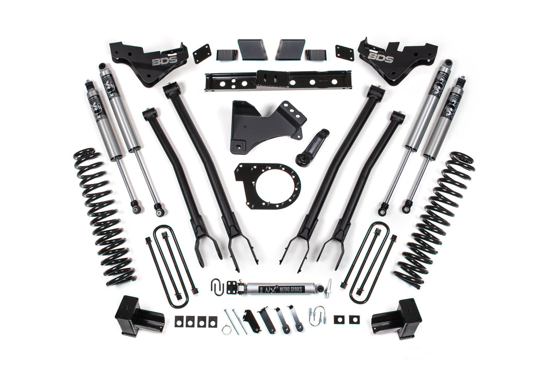 BDS Suspension 7 Inch Lift Kit w/ 4-Link Ford F350 Super Duty DRW 2023-2026 4WD Diesel - FOX 2.5 Performance Series HTO