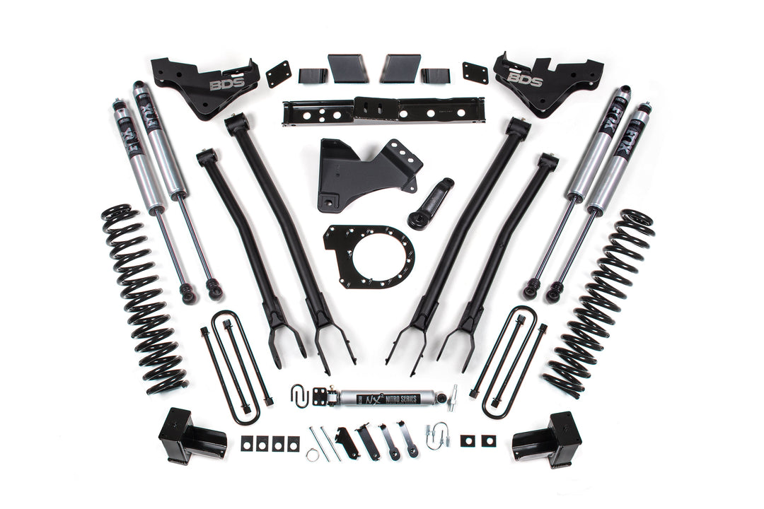 BDS Suspension 7 Inch Lift Kit w/ 4-Link Ford F350 Super Duty DRW 2023-2026 4WD Diesel - FOX 2.0 Performance Series