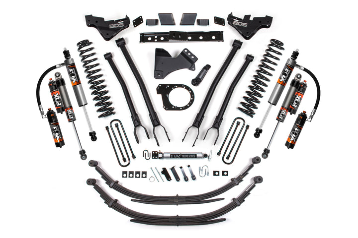 BDS Suspension 7 Inch Lift Kit w/ 4-Link Ford F250/F350 Super Duty 2023-2026 4WD Diesel - Leaf Springs / FOX 2.5 Performance Elite