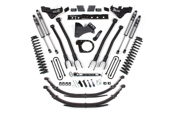 BDS Suspension 7 Inch Lift Kit w/ 4-Link Ford F250/F350 Super Duty 2023-2026 4WD Diesel - Leaf Springs / FOX 2.5 Performance Series HTO