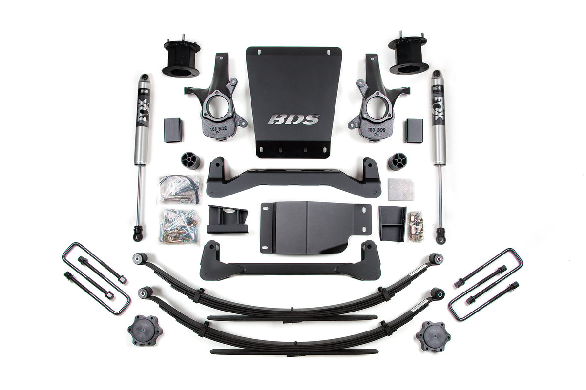 BDS Suspension 4.5 Inch Lift Kit Chevy Silverado or GMC Sierra 1500 2007-2013 4WD - Leaf Springs / FOX 2.0 Performance Series