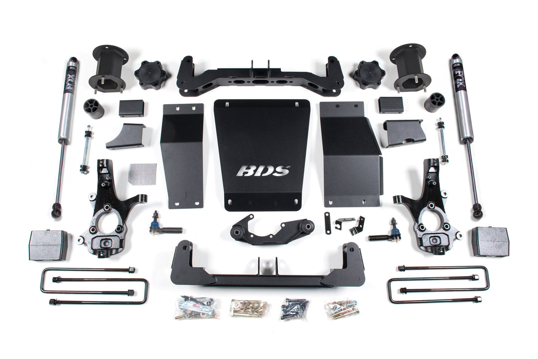 BDS Suspension 6.5 Inch Lift Kit Chevy Silverado or GMC Sierra 1500 2014-2018 4WD - 4 Inch Block Kit / FOX 2.0 Performance Series / Cast Steel