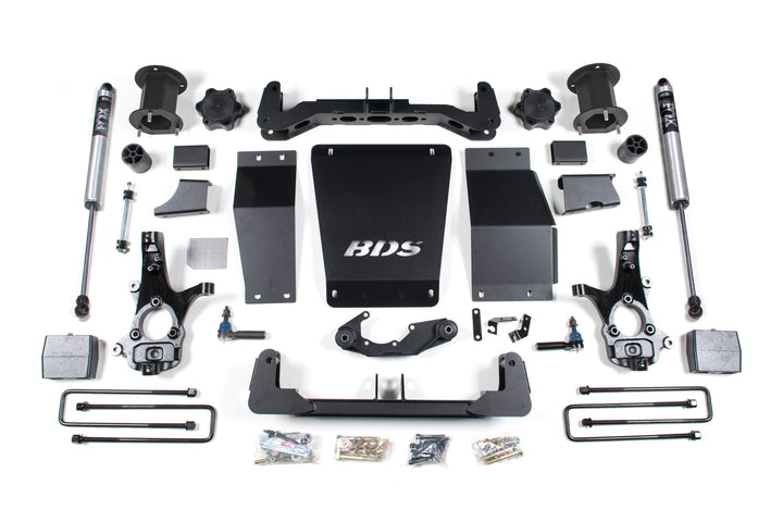BDS Suspension 6.5 Inch Lift Kit Chevy Silverado or GMC Sierra 1500 2014-2018 4WD - 4 Inch Block Kit / FOX 2.0 Performance Series / Cast Steel