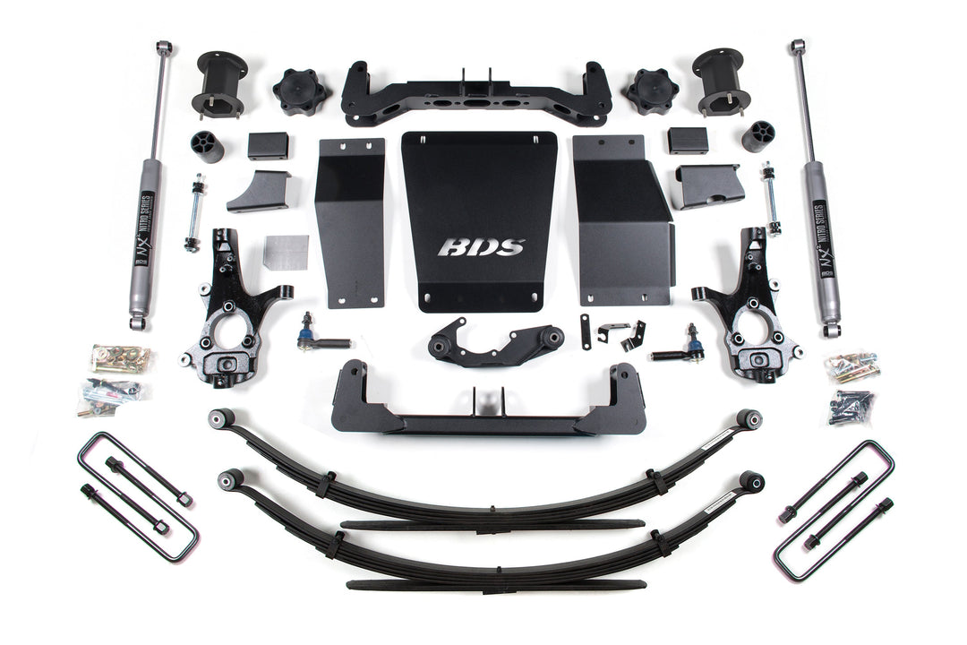 BDS Suspension 6.5 Inch Lift Kit Chevy Silverado or GMC Sierra 1500 2014-2018 4WD - Leaf Springs / NX2 Nitro Series / Cast Steel