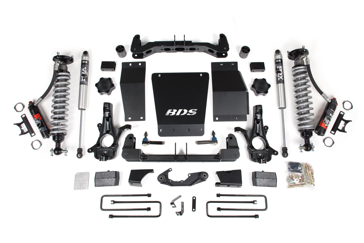 BDS Suspension 4 Inch Lift Kit FOX 2.5 Performance Elite Coilover Chevy Silverado or GMC Sierra 1500 2014-2018 4WD - Block Kit / FOX 2.0 Performance Series / Cast Steel