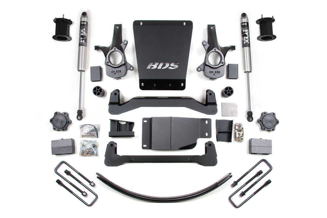 BDS Suspension 6 Inch Lift Kit Chevy Silverado or GMC Sierra 1500 2007-2013 4WD - Block Kit and Add-A-Leaf / FOX 2.0 Performance Series