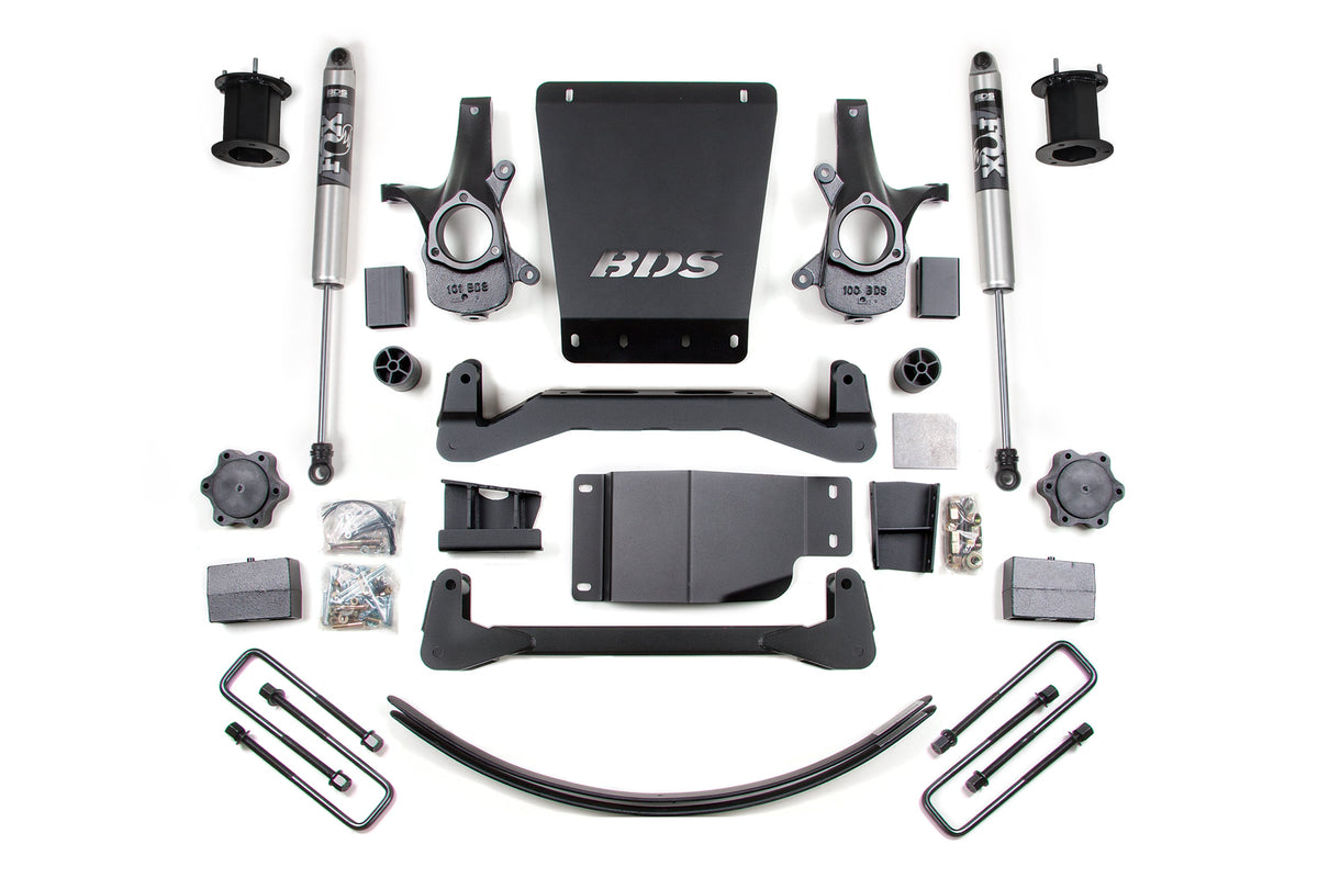BDS Suspension 6 Inch Lift Kit Chevy Silverado or GMC Sierra 1500 2007-2013 4WD - Block Kit and Add-A-Leaf / FOX 2.0 Performance Series