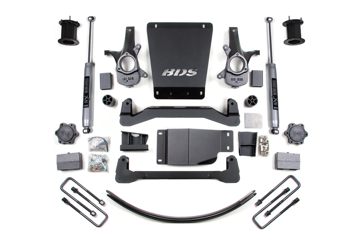 BDS Suspension 6 Inch Lift Kit Chevy Silverado or GMC Sierra 1500 2007-2013 4WD - Block Kit and Add-A-Leaf / NX2 Nitro Series