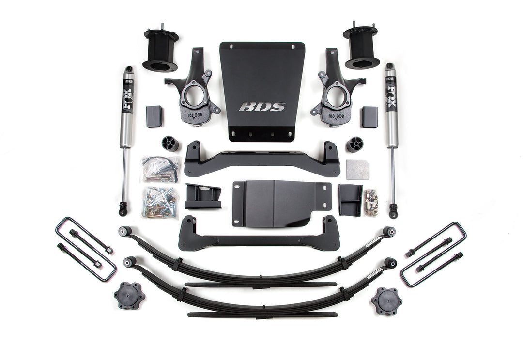 BDS Suspension 6 Inch Lift Kit Chevy Silverado or GMC Sierra 1500 2007-2013 4WD - Leaf Springs / FOX 2.0 Performance Series