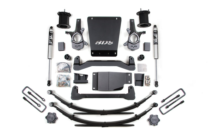 BDS Suspension 6 Inch Lift Kit Chevy Silverado or GMC Sierra 1500 2007-2013 4WD - Leaf Springs / FOX 2.0 Performance Series