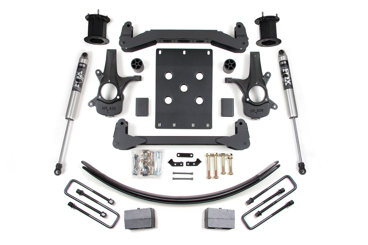 BDS Suspension 6 Inch Lift Kit Chevy Silverado or GMC Sierra 1500 2007-2013 2WD - Block Kit and Add-A-Leaf / FOX 2.0 Performance Series