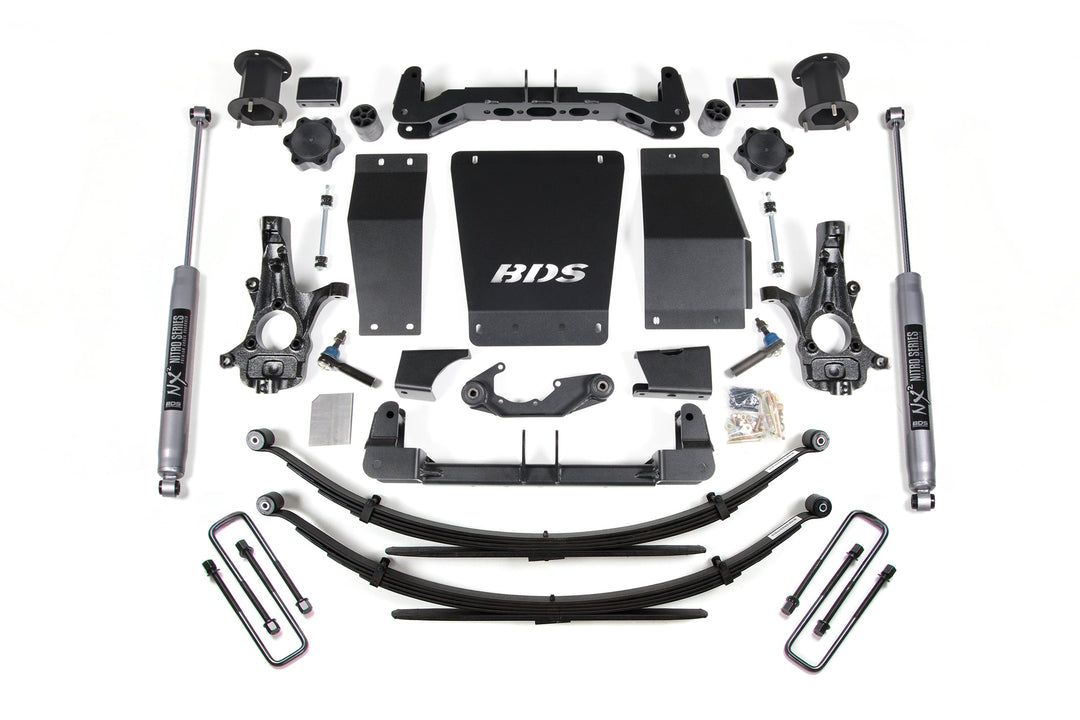 BDS Suspension 4.5 Inch Lift Kit Chevy Silverado or GMC Sierra 1500 2014-2018 4WD - Leaf Springs / NX2 Nitro Series / Cast Steel