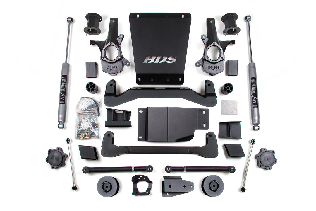 BDS Suspension 4.5 Inch Lift Kit Chevy/GMC Avalanche, Suburban, Tahoe, or Yukon 1500 2007-2014 4WD - 2 Inch Coil Spacer / NX2 Nitro Series