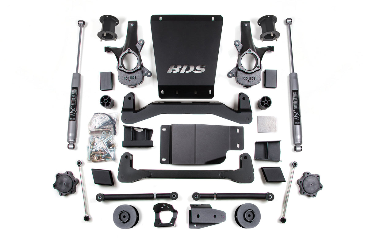 BDS Suspension 4.5 Inch Lift Kit Chevy/GMC Avalanche, Suburban, Tahoe, or Yukon 1500 2007-2014 4WD - 2 Inch Coil Spacer / NX2 Nitro Series