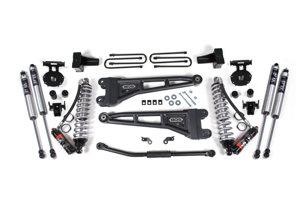 BDS Suspension 2.5 Inch Lift Kit w/ Radius Arm FOX 2.5 Performance Elite Coilover Conversion Ford F250/F350 Super Duty 2011-2016 4WD Diesel - 4 Inch Block Kit