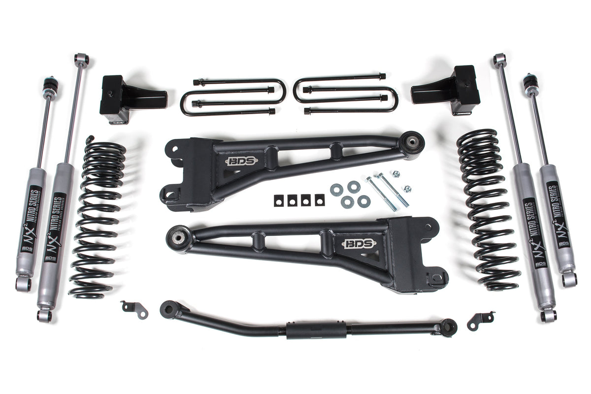 BDS Suspension 2.5 Inch Lift Kit w/ Radius Arm Ford F250/F350 Super Duty 2011-2016 4WD Diesel - 4 Inch Block Kit / NX2 Nitro Series
