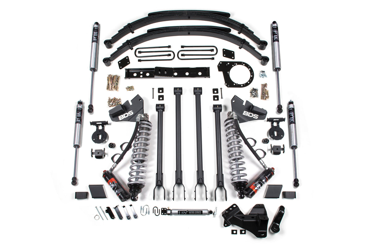 BDS Suspension 6 Inch Lift Kit w/ 4-Link FOX 2.5 Performance Elite Coil-Over Conversion Ford F250/F350 Super Duty 2017-2019 4WD Diesel - Leaf Springs – FOX 2.0 Performance Series