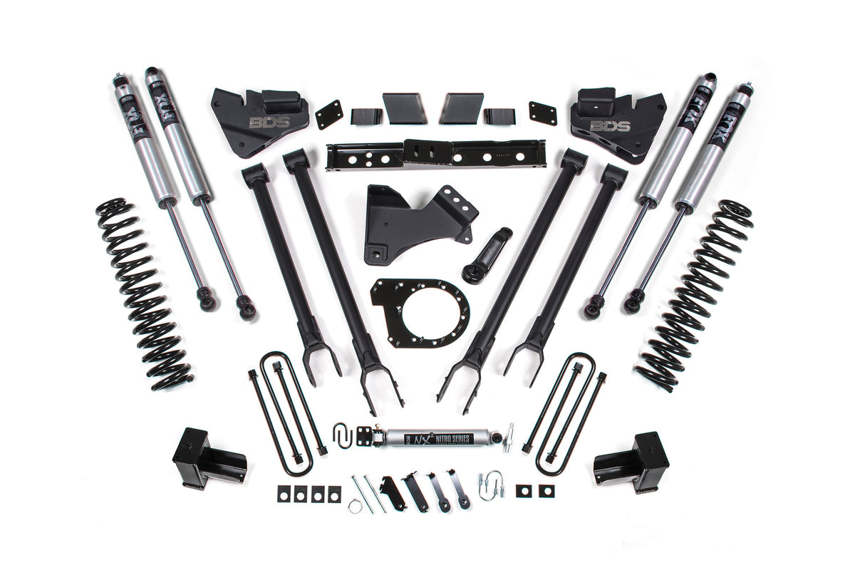 BDS Suspension 6 Inch Lift Kit w/ 4-Link Ford F350 Super Duty DRW 2020-2022 4WD Diesel - FOX 2.0 Performance Series