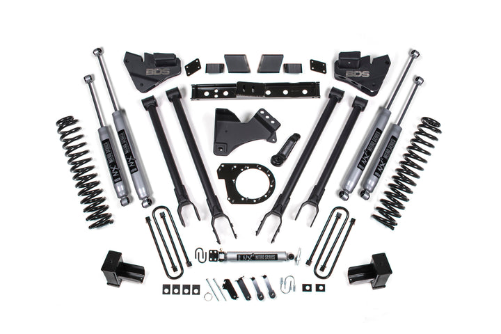 BDS Suspension 6 Inch Lift Kit 4-Link Conversion Ford F250/F350 Super Duty 2017-2019 4WD Diesel - 5 Inch Block with 2 Leaf Main / NX2 Nitro Series