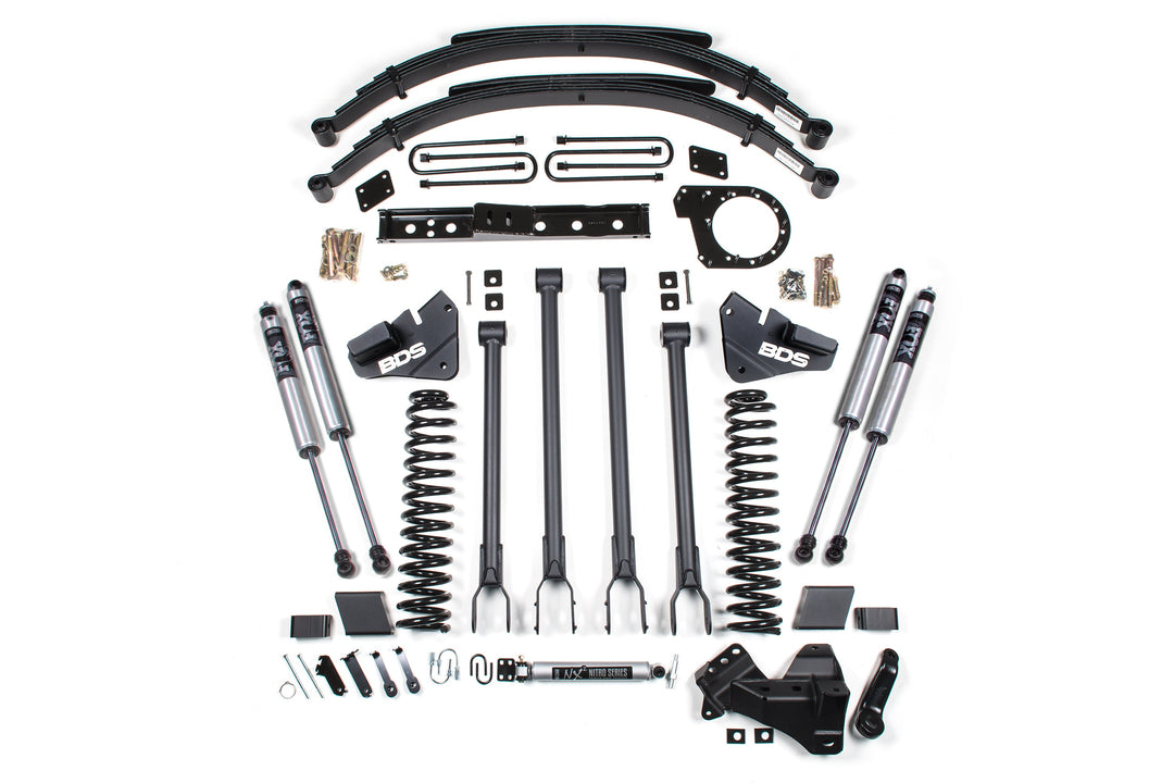 BDS Suspension 6 Inch Lift Kit 4-Link Conversion Ford F250/F350 Super Duty 2017-2019 4WD Diesel - Leaf Springs / FOX 2.0 Performance Series
