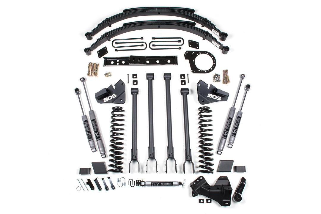 BDS Suspension 6 Inch Lift Kit 4-Link Conversion Ford F250/F350 Super Duty 2017-2019 4WD Diesel - Leaf Springs / NX2 Nitro Series