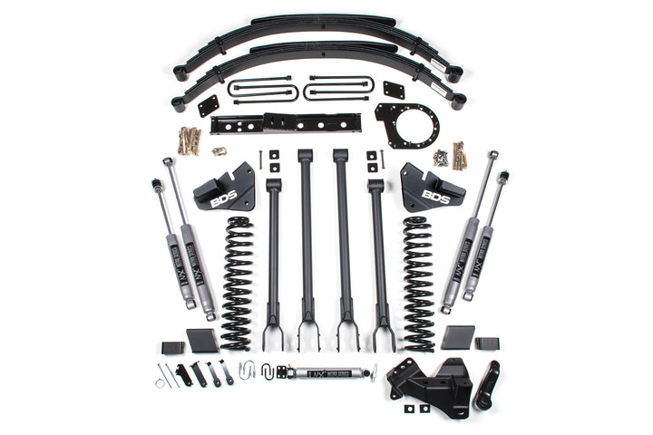 BDS Suspension 6 Inch Lift Kit 4-Link Conversion Ford F250/F350 Super Duty 2017-2019 4WD Diesel - Leaf Springs / NX2 Nitro Series