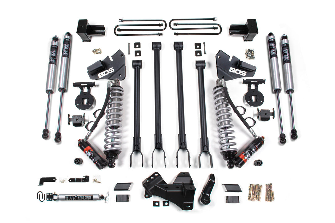 BDS Suspension 4 Inch Lift Kit w/ 4-Link FOX 2.5 Performance Elite Coil-Over Conversion Ford F350 Super Duty DRW 2020-2022 4WD Diesel - FOX 2.0 Performance Series