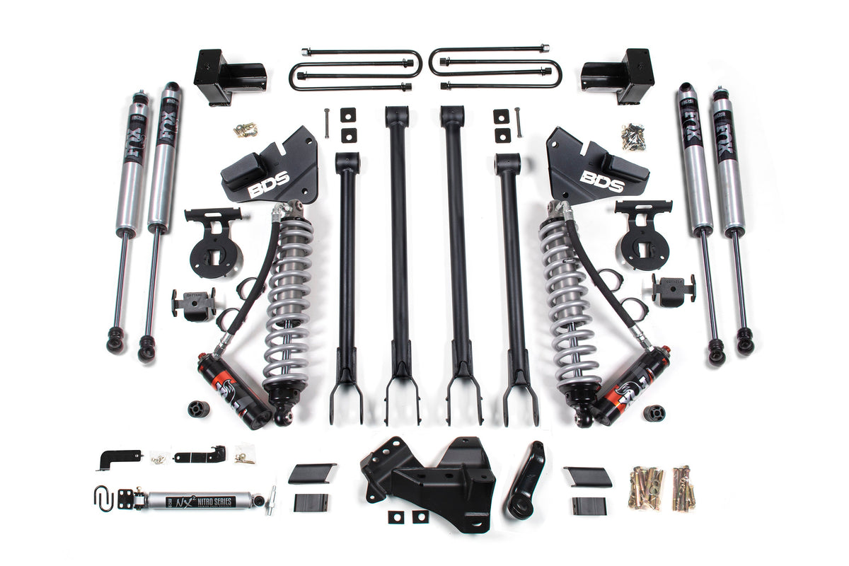 BDS Suspension 4 Inch Lift Kit w/ 4-Link FOX 2.5 Performance Elite Coil-Over Conversion Ford F350 Super Duty DRW 2020-2022 4WD Diesel - FOX 2.0 Performance Series