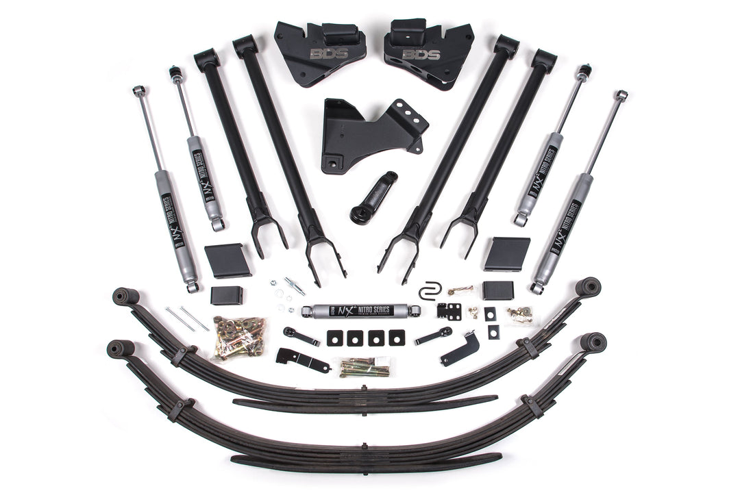 BDS Suspension 5 Inch Lift Kit w/ 4-Link Ford F250/F350 Super Duty 2020-2022 4WD Diesel - Leaf Springs / NX2 Nitro Series
