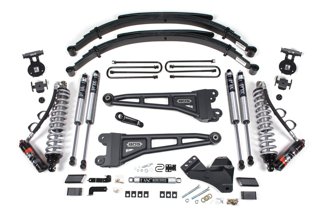 BDS Suspension 4 Inch Lift Kit w/ Radius Arm FOX 2.5 Performance Elite Coil-Over Conversion Ford F250/F350 Super Duty 2017-2019 4WD Diesel - Leaf Springs / FOX 2.0 Performance Series