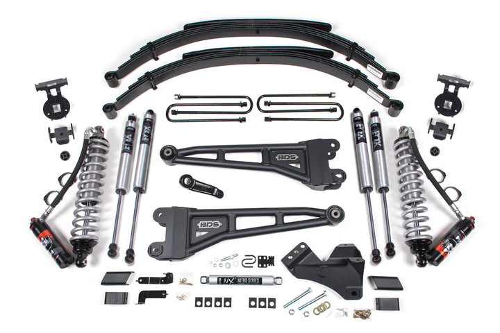 BDS Suspension 4 Inch Lift Kit w/ Radius Arm FOX 2.5 Performance Elite Coil-Over Conversion Ford F250/F350 Super Duty 2017-2019 4WD Diesel - Leaf Springs / FOX 2.0 Performance Series
