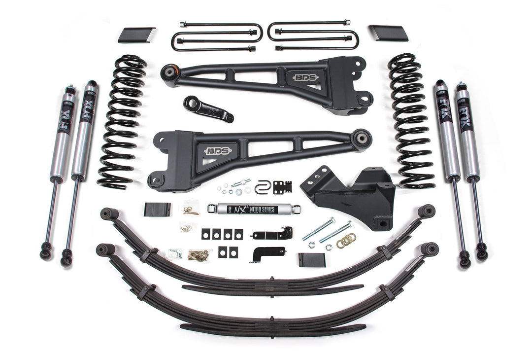 BDS Suspension 4 Inch Lift Kit w/ Radius Arm Ford F250/F350 Super Duty 2017-2019 4WD Diesel - Leaf Springs / FOX 2.0 Performance Series
