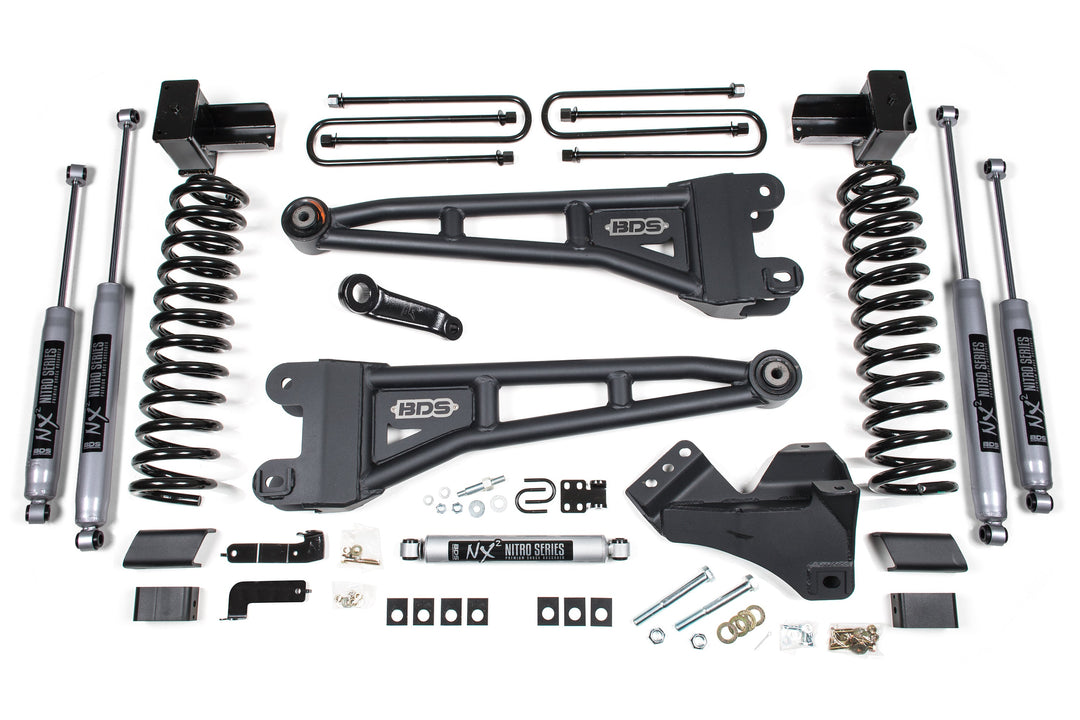 BDS Suspension 4 Inch Lift Kit w/ Radius Arm Ford F350 Super Duty DRW 2017-2019 4WD Gas - NX2 Nitro Series