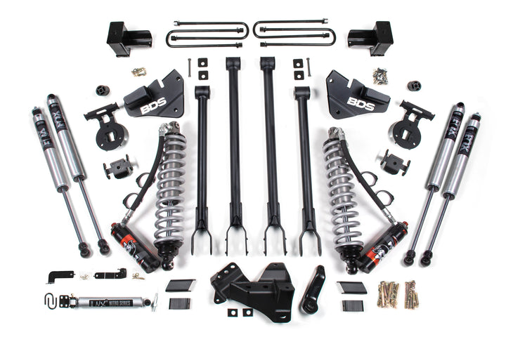 BDS Suspension 4 Inch Lift Kit w/ 4-Link FOX 2.5 Performance Elite Coil-Over Conversion Ford F350 Super Duty DRW 2017-2019 4WD Diesel - FOX 2.0 Performance Series