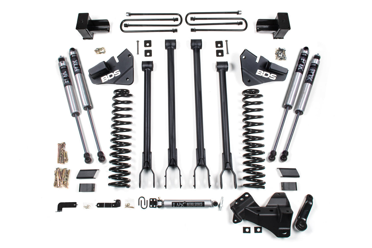 BDS Suspension 4 Inch Lift Kit w/ 4-Link Ford F350 Super Duty DRW 2017-2019 4WD Gas - FOX 2.0 Performance Series