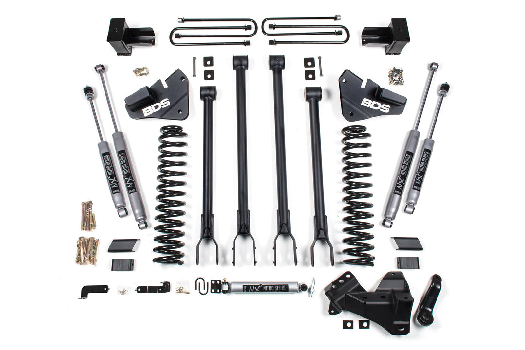 BDS Suspension 4 Inch Lift Kit w/ 4-Link Ford F350 Super Duty DRW 2017-2019 4WD Gas - NX2 Nitro Series