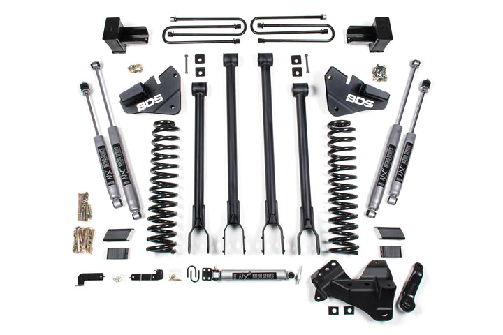 BDS Suspension 4 Inch Lift Kit w/ 4-Link Ford F350 Super Duty DRW 2017-2019 4WD Gas - NX2 Nitro Series