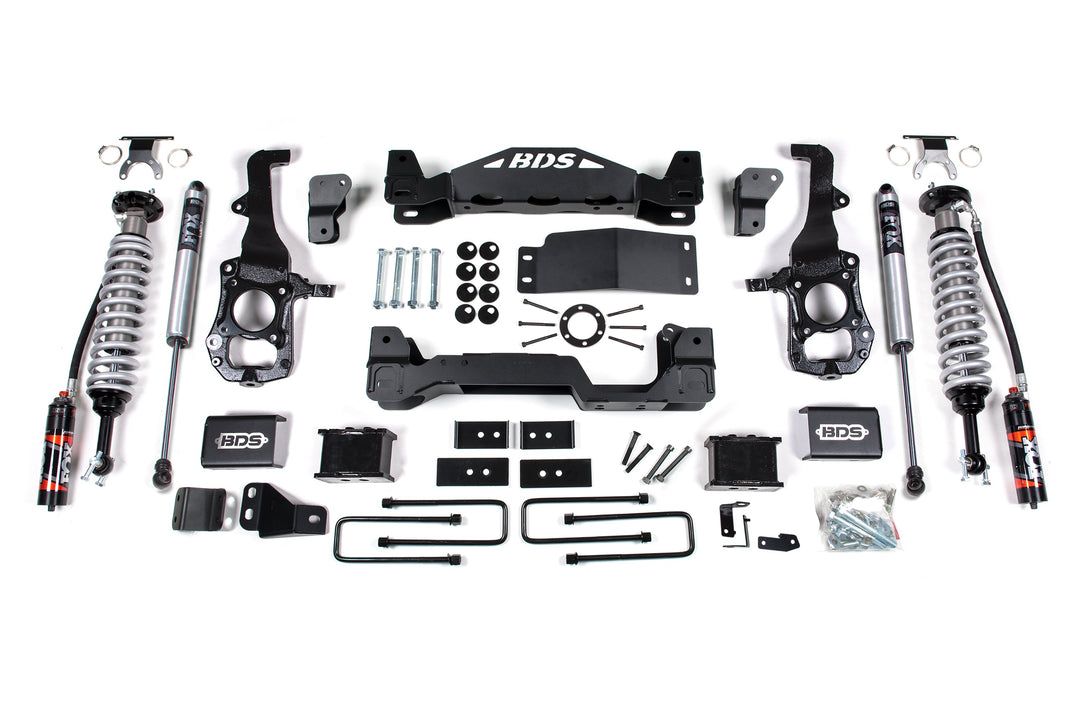 BDS Suspension 6 Inch Lift Kit FOX 2.5 Performance Elite Coil-Over Ford F150 2021-2026 4WD - 5 Inch Block Kit / FOX 2.0 Performance Series