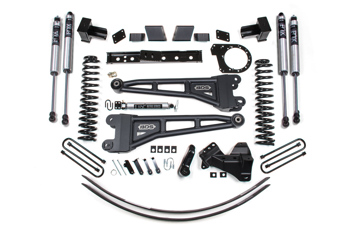 BDS Suspension 6 Inch Lift Kit w/ Radius Arm Ford F250/F350 Super Duty 2017-2019 4WD Diesel - 5 Inch Block with 2 Leaf Main / FOX 2.0 Performance Series